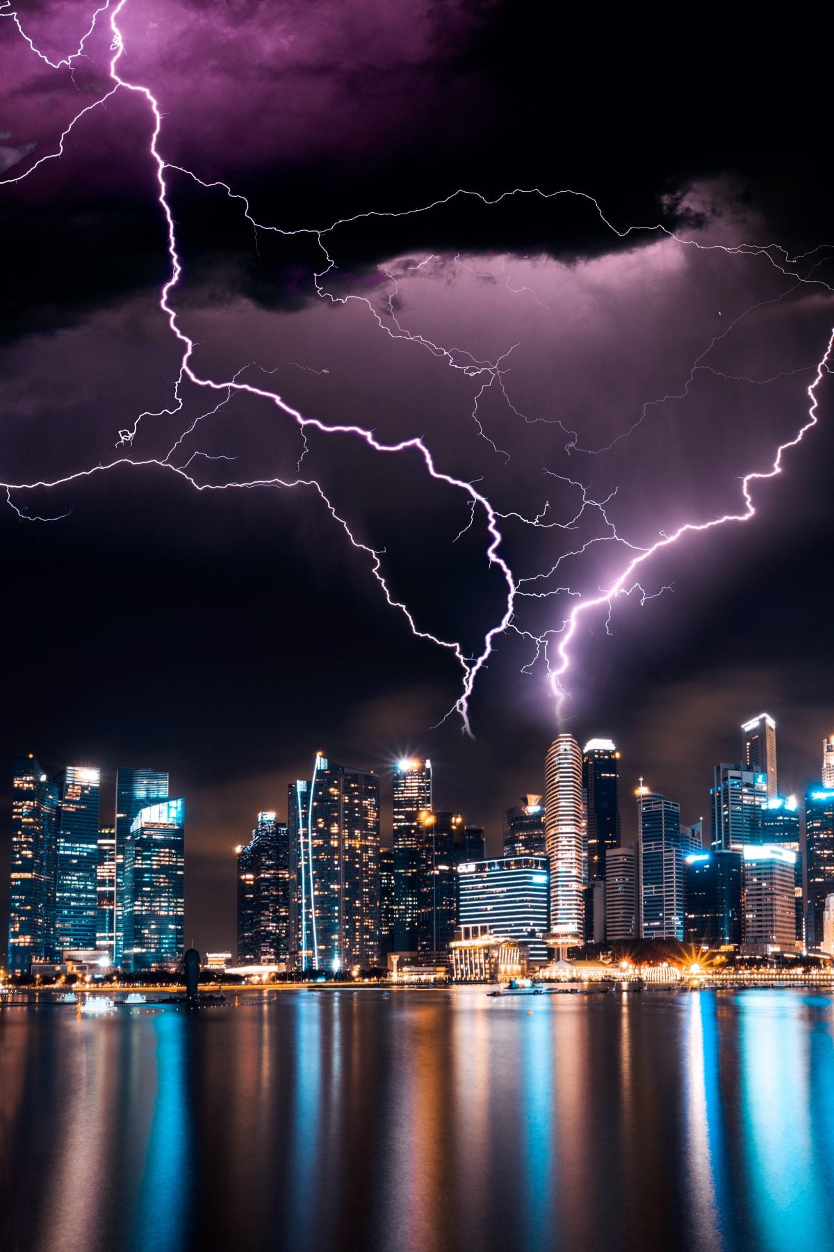 lightning over city