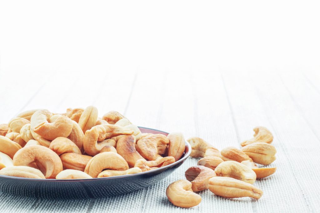 cashew nut on tablecloth